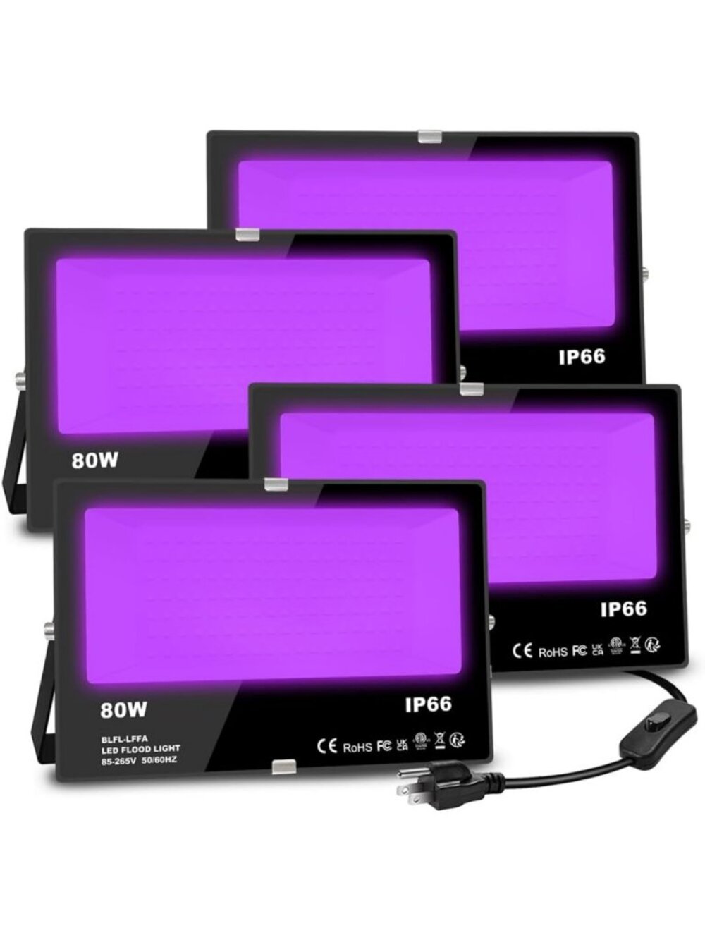 80W Outdoor Black Light Floodlight for Glow Parties, Events & Nighttime Fun